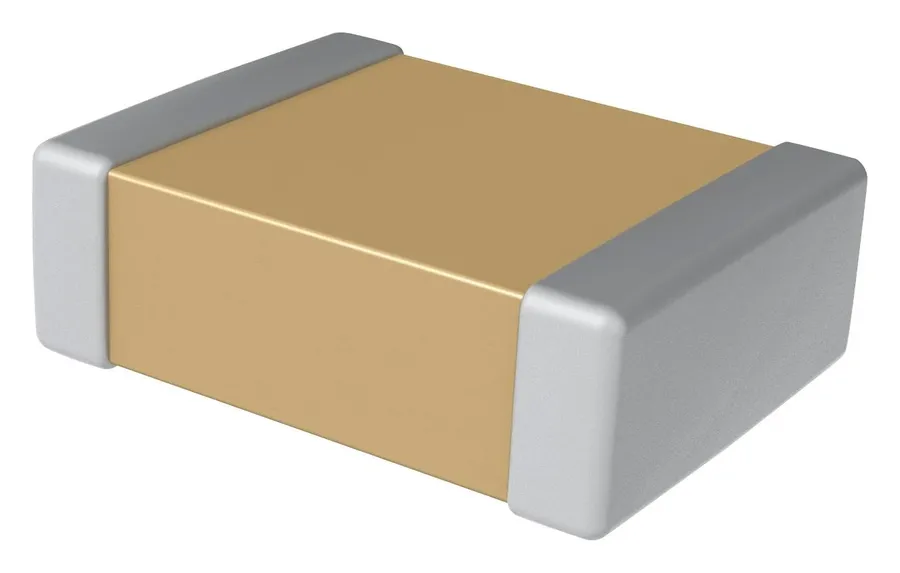 Close-up view of a multilayer ceramic capacitor.