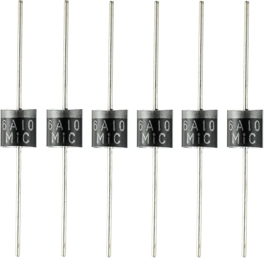 Different packaging styles of the 6A10 diode.