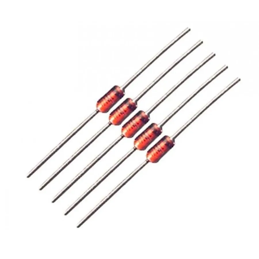 A side-by-side comparison of a 1N4148 diode and a zener diode.