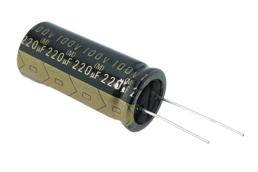 A collection of different Elna capacitor series, showing variations in size and type.