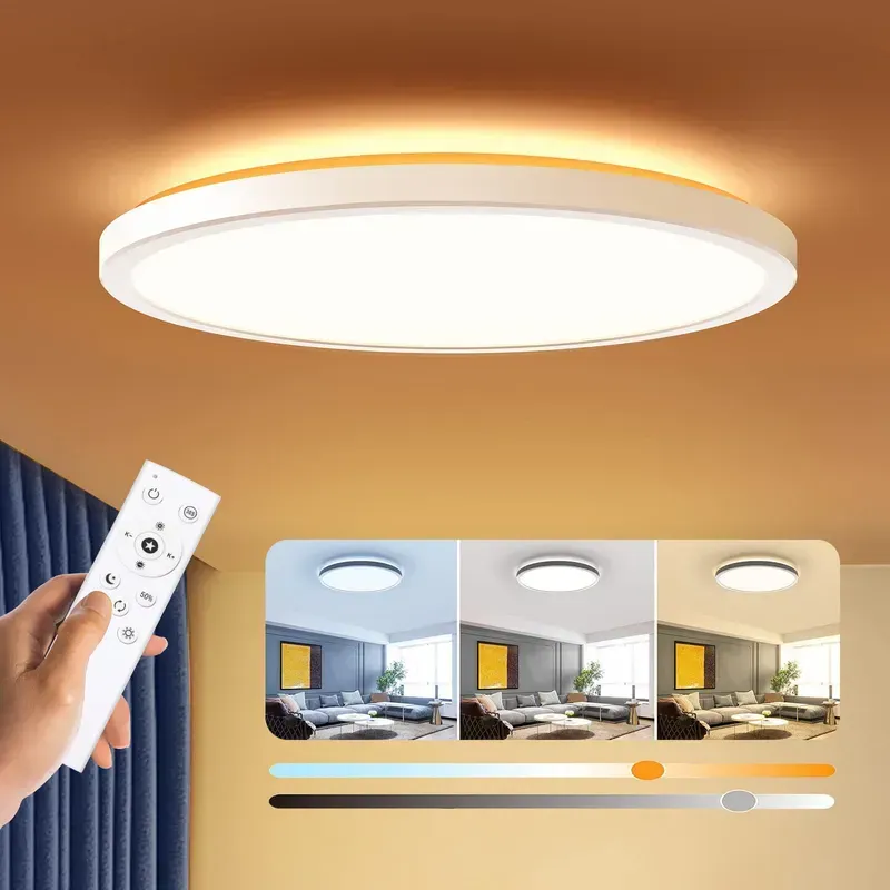 A modern living room with adjustable LED lighting